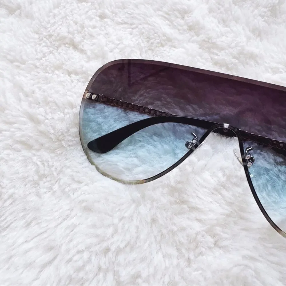 Jasmine Clear Blue Sleek Single-Lens Sunglasses